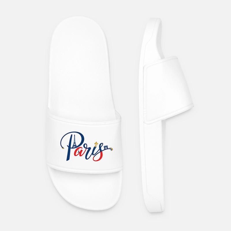 Paris Skyline Neon Schriftzug - Männer Badelatschen - Weiß