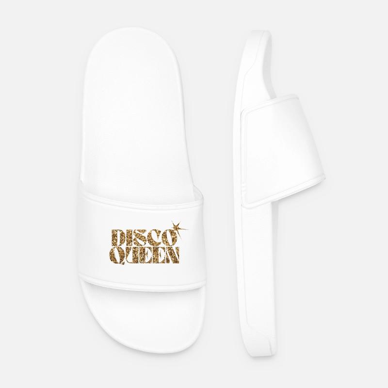 Disco Queen Glitter Text Design - Men’s Pool Sliders - white