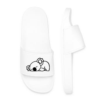 Koala Sketch – Cute Minimalist Animal Motif - Men’s Pool Sliders - white - Front