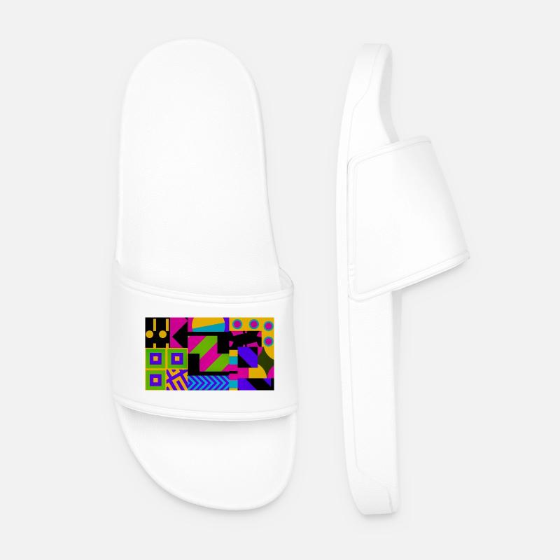 Nova Neon Geometry - Men’s Pool Sliders - white