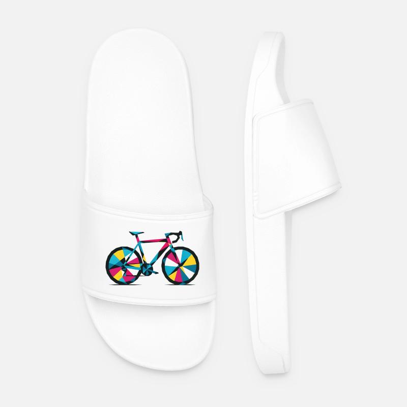 Buntes geometrisches Fahrrad - Männer Badelatschen - Weiß