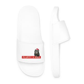 Fluffy X-Mas – Cute Cat Christmas - Men’s Pool Sliders - white - Front