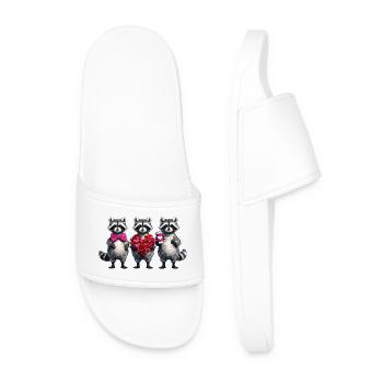 Heart Trio Raccoons Love Joy - Men’s Pool Sliders - white - Front