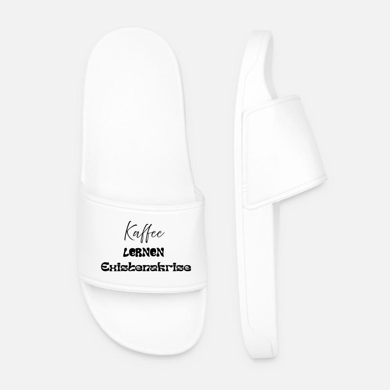 Coffee -> Learning -> Existential Crisis - Men’s Pool Sliders - white