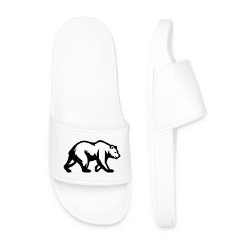 Silhouette of a walking bear, nature symbol - Men’s Pool Sliders - white - Front