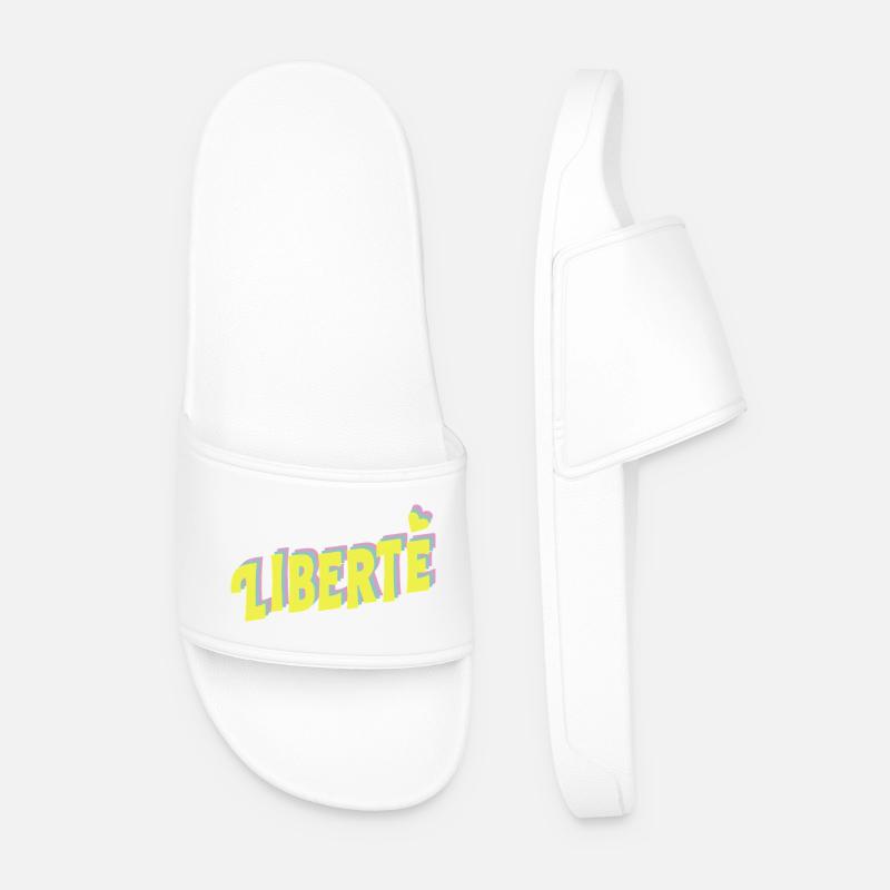 LIBERTÉ Pop Typography - Männer Badelatschen - Weiß
