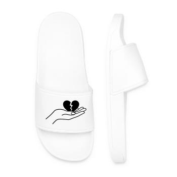 Cœur brisé en main Design minimal d’art lineal - Claquettes Homme - blanc - Devant