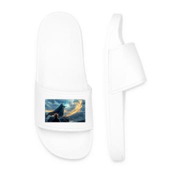 Merlin and Arthur Lead the Knights - Men’s Pool Sliders - white - Front