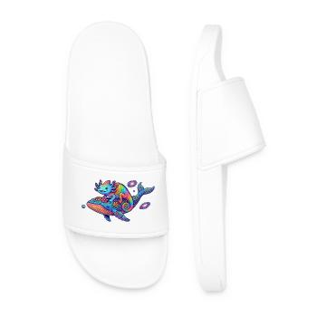 Motif fantastique amusant Cosmos néon Cosmos Caméléon et Baleine Fantastique Cool - Claquettes Homme - blanc - Devant
