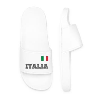 Italien Trikot Look - ITALIA mit Flagge Fahne - Männer Badelatschen - Weiß - Vorne