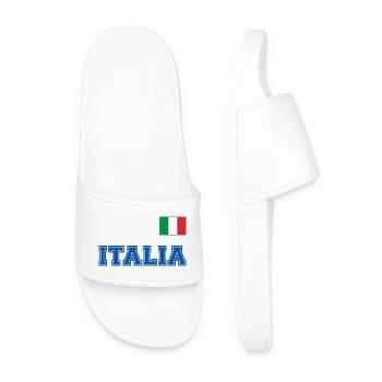 Italien Trikot Look - ITALIA mit Flagge Fahne - Männer Badelatschen - Weiß - Vorne