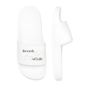Breath of Life Christian Design – Gen 2:7 - Men’s Pool Sliders - white - Front