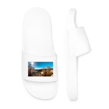 Sunny Tuscan Village with Rooftops - Men’s Pool Sliders - white - Front