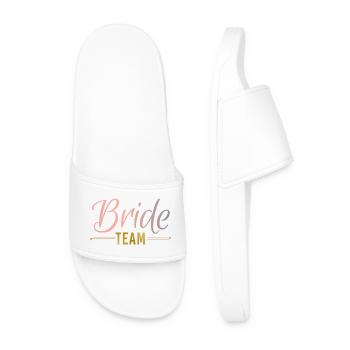 Bride Team Ringe Federn JGA Junggesellenabschied - Männer Badelatschen - Weiß - Vorne