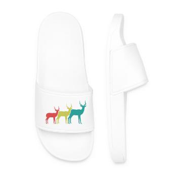 Colorful Antelope Silhouettes - Men’s Pool Sliders - white - Front