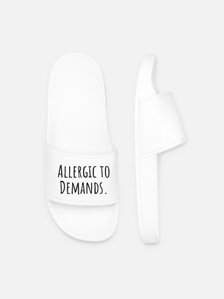 Allergic_to_Demands PDA Neurodivergent Gift - Men’s Pool Sliders - white