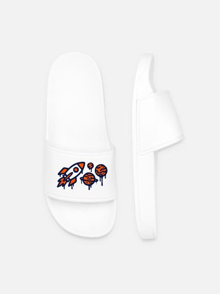 Rocket Launch Planet Graffiti - Men’s Pool Sliders - white