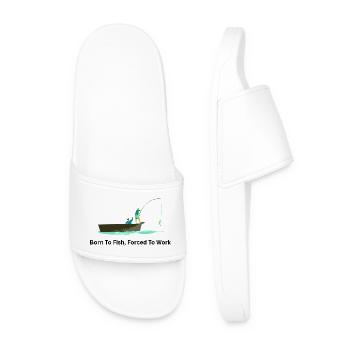 Born To Fish Forced To Work – Angler - Men’s Pool Sliders - white - Front