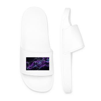 Абстрактные черные волны с неоновыми фиолетовыми и - Claquettes Homme - blanc - Devant