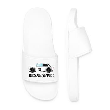 RENNPAPPE! Retro Rallye Auto Design - Männer Badelatschen - Weiß - Vorne