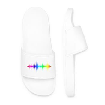 Rainbow Sound Waves - Men’s Pool Sliders - white - Front