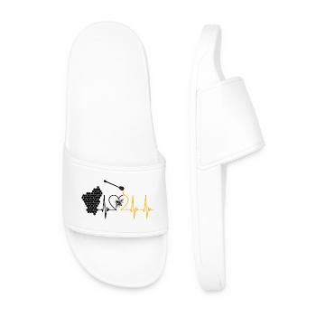 Bee, honey, pulse, honey bee, beekeeper, honeycomb - Men’s Pool Sliders - white - Front