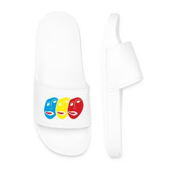 Ecce Homo faces sticking out their tongue Sarcastic mockery - Men’s Pool Sliders - white - Front