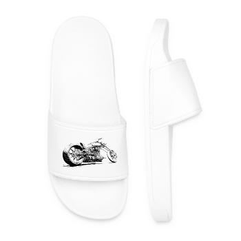 Chopper Custombike Motorcycle Motorcycle black - Men’s Pool Sliders - white - Front