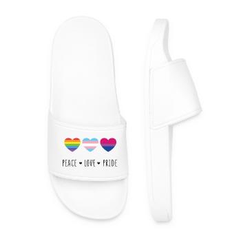 Mois de la fierté LGBT - Paix, amour, fierté - Claquettes Homme - blanc - Devant