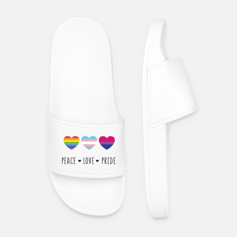 Pride Month LGBT - Frieden, Liebe, Stolz - Männer Badelatschen - Weiß