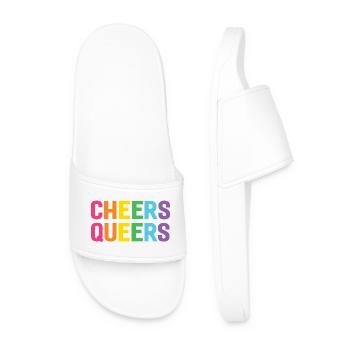 LGBTQ Cheers Queers - Men’s Pool Sliders - white - Front