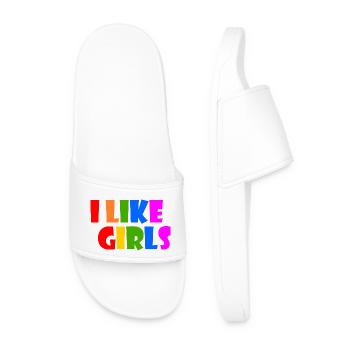 I like girls - Men’s Pool Sliders - white - Front