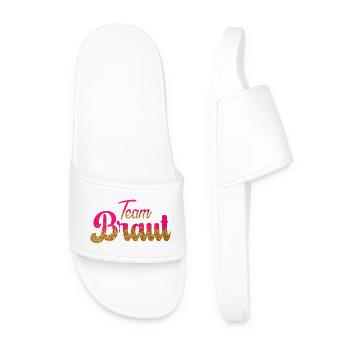 Team Braut! Pink, Gold Glitzer - Männer Badelatschen - Weiß - Vorne