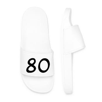 80. 80 YEARS. 80th ANNIVERSARY. 80TH BIRTHDAY. - Men’s Pool Sliders - white - Front