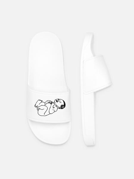 Newborn Baby Transparent Shadow Illustration - Men’s Pool Sliders - white