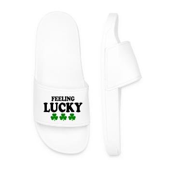 feeling lucky - Men’s Pool Sliders - white - Front
