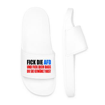 FCK AFD - Gegen Rechts - fuck afd - Männer Badelatschen - Weiß - Vorne