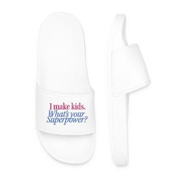 Superpower Parenthood Statement - Men’s Pool Sliders - white - Front