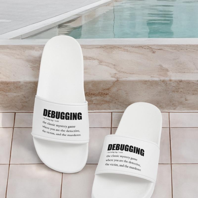 Programmer Debugging Definition Funny IT Developer Men’s Pool Sliders