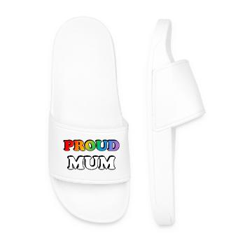 Rainbow Proud Mum LGBTQ Pride - Men’s Pool Sliders - white - Front