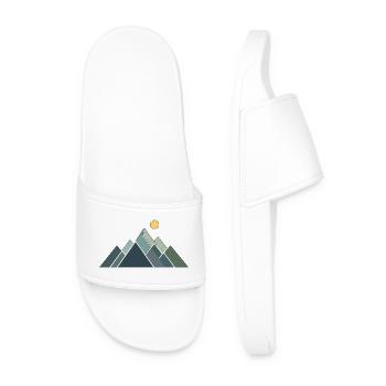 Geometric Mountain Landscape Illustration - Men’s Pool Sliders - white - Front
