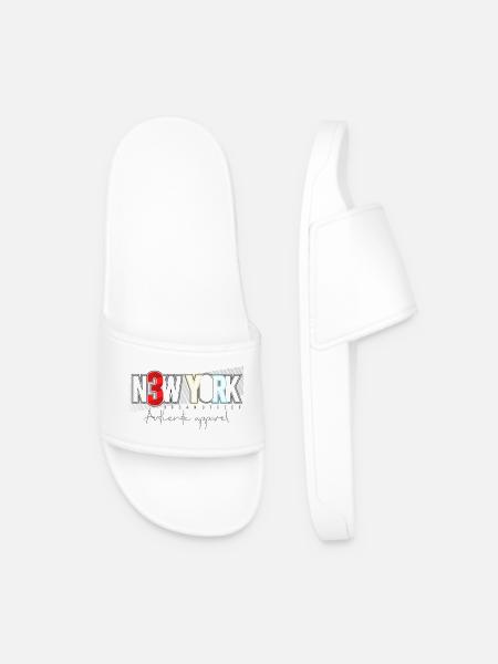 Urban NYC Skyline Abstract Design - Men’s Pool Sliders - white