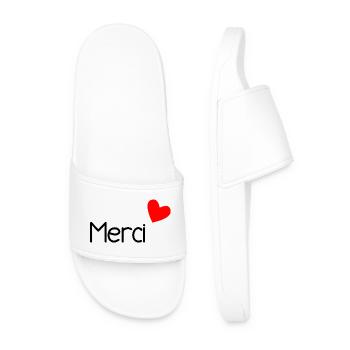 MERCI. THANKS. ANNIVERSAIRE. NAISSANCE. RETRAITE.  - Claquettes Homme - blanc - Devant