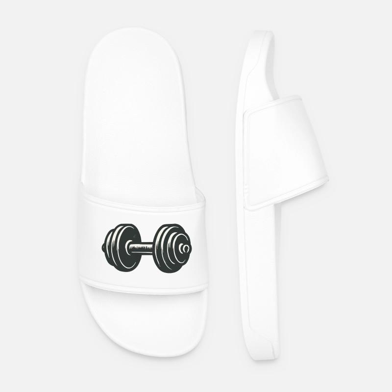 Hantel Kraft Workout Grafik - Männer Badelatschen - Weiß