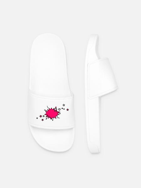 Comic element in black and pink - Men’s Pool Sliders - white