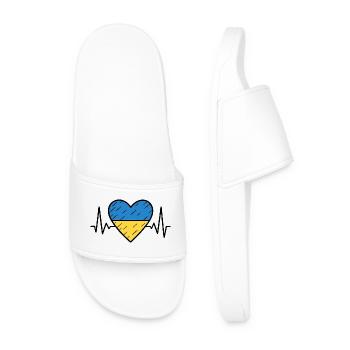 Ukraine Herzschlag Linie Flagge Liebe Reisen Design - Männer Badelatschen - Weiß - Vorne