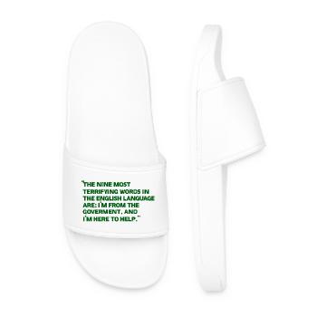 Green quote poster about the government - Men’s Pool Sliders - white - Front