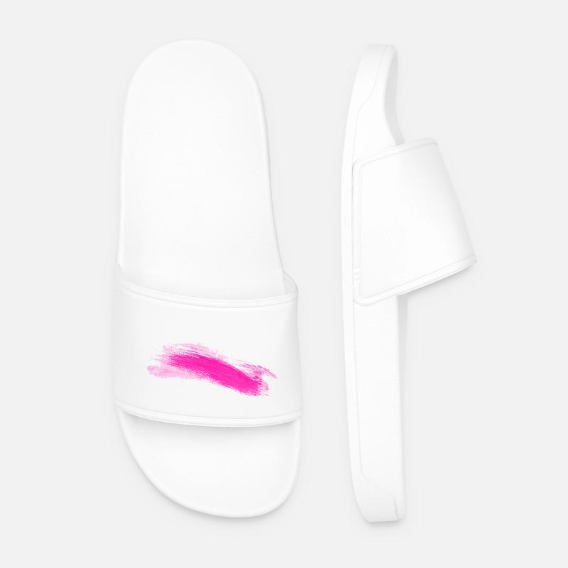 Pinker Pinselstrich Akzent - Männer Badelatschen - Weiß