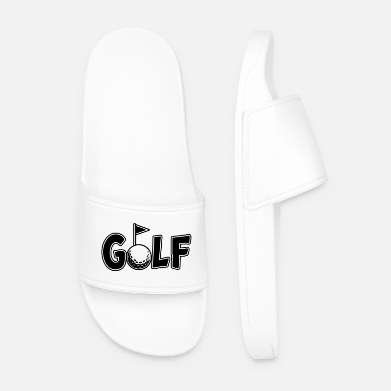 Golfbogstaver med golfbold og golfflag - Badesandaler til mænd - hvid