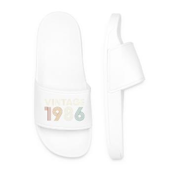 1986 Vintage Retro Birthday Gift - Men’s Pool Sliders - white - Front